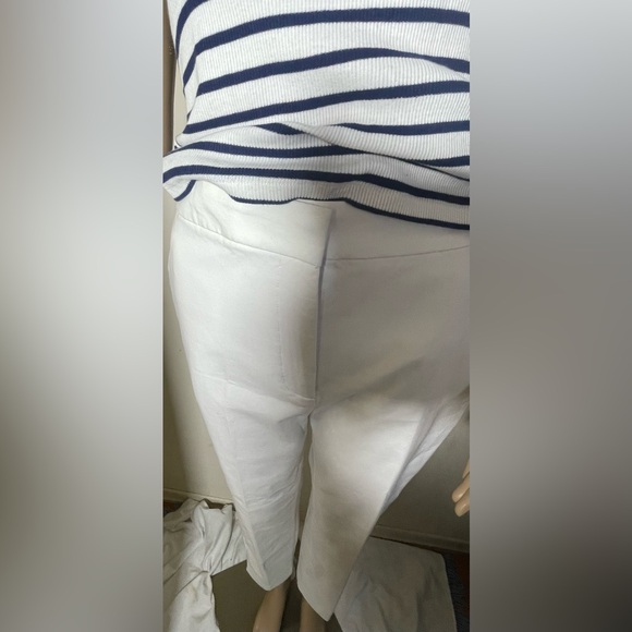 Sz XL ZARA White Trousers Slacks Garterized at the back white elastic waist &blk - Picture 10 of 12
